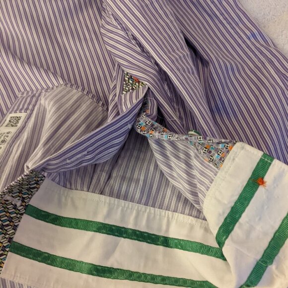 Robert Graham Purple White striped button up dress shirt 3XL - Picture 11 of 16